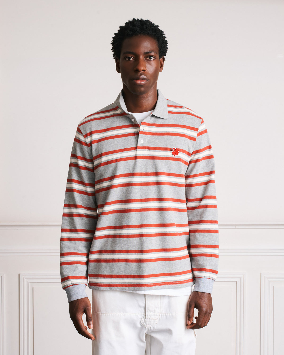 Merci - Polo Bastian - Gris Rouge & Ecru - 1