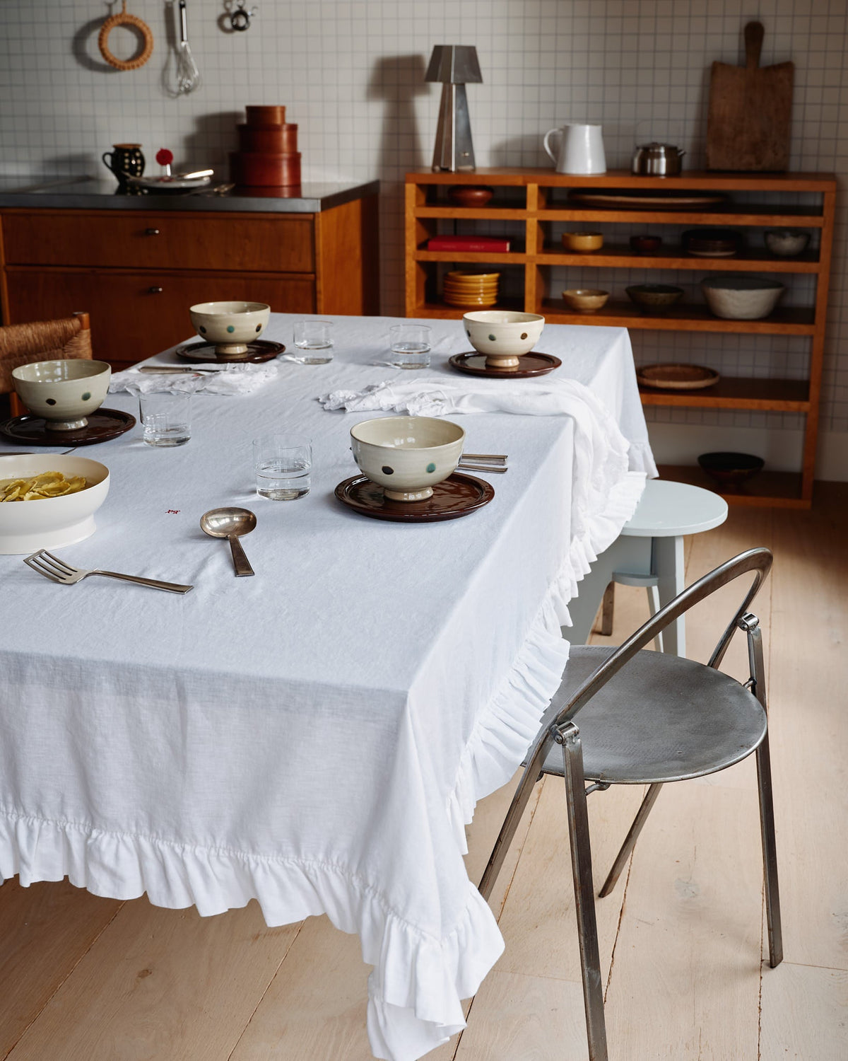Merci - Nappe en lin brodé - 01 Ruché - 1