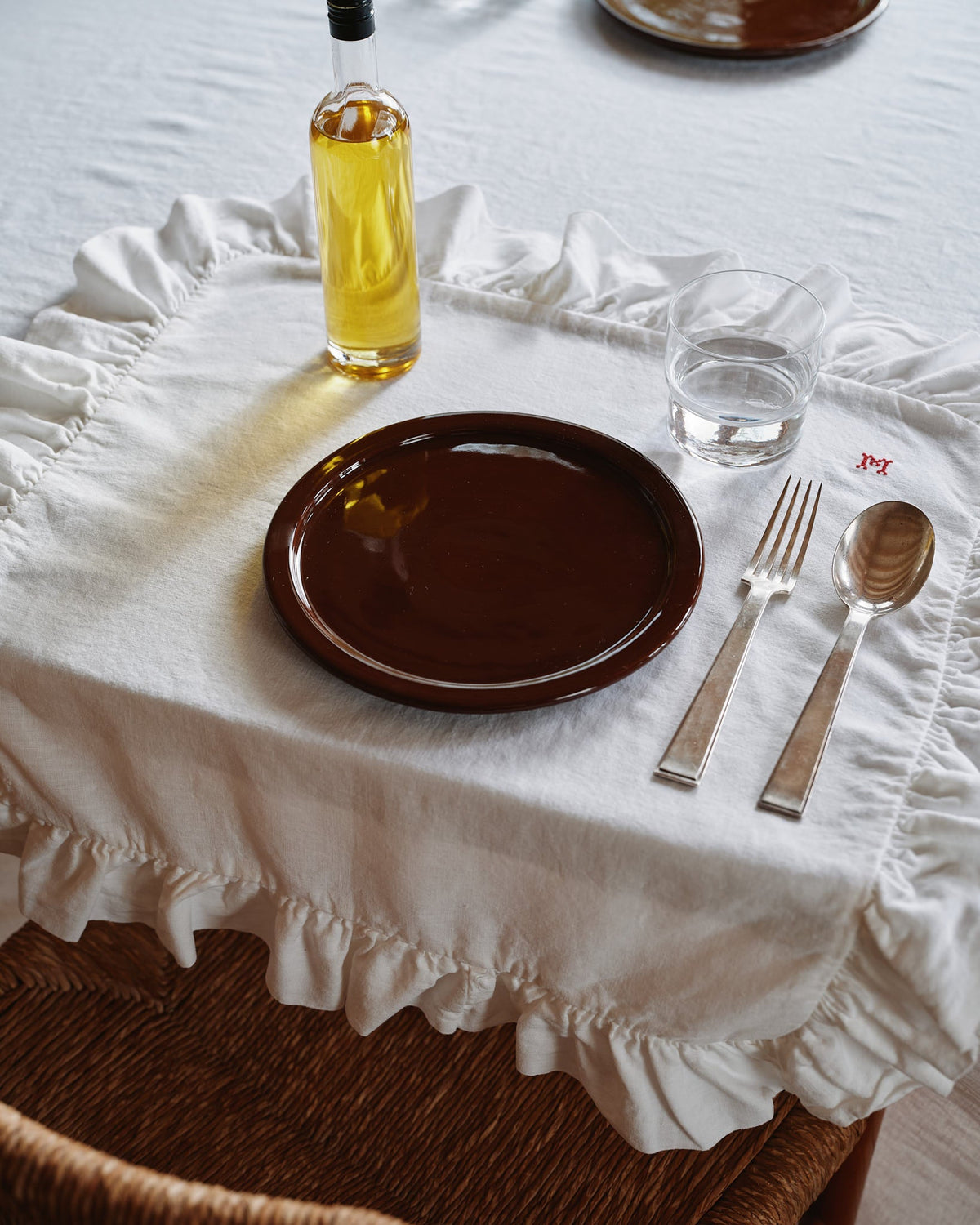 Merci - Set de table en lin brodé - 01 Ruché - 1