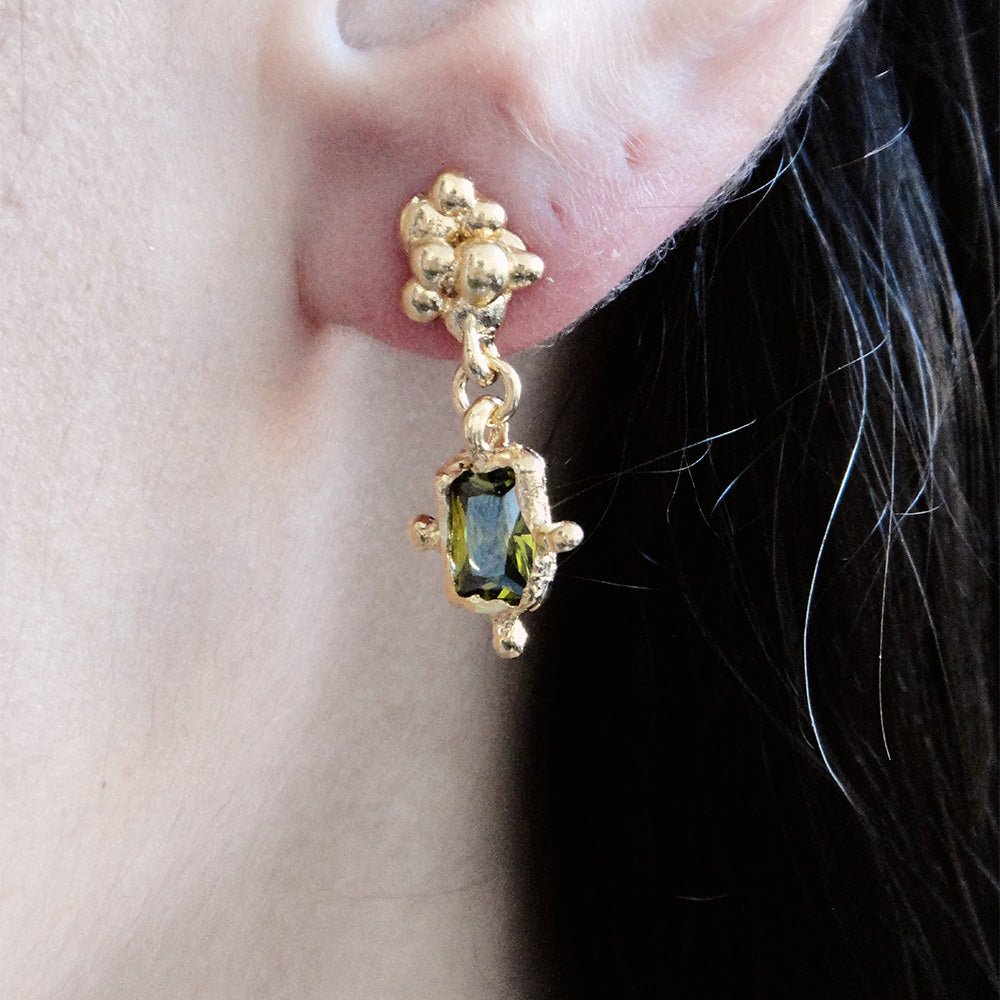 Sofia Rocha - Boucles d'oreilles Viena - Or & Vert - 2