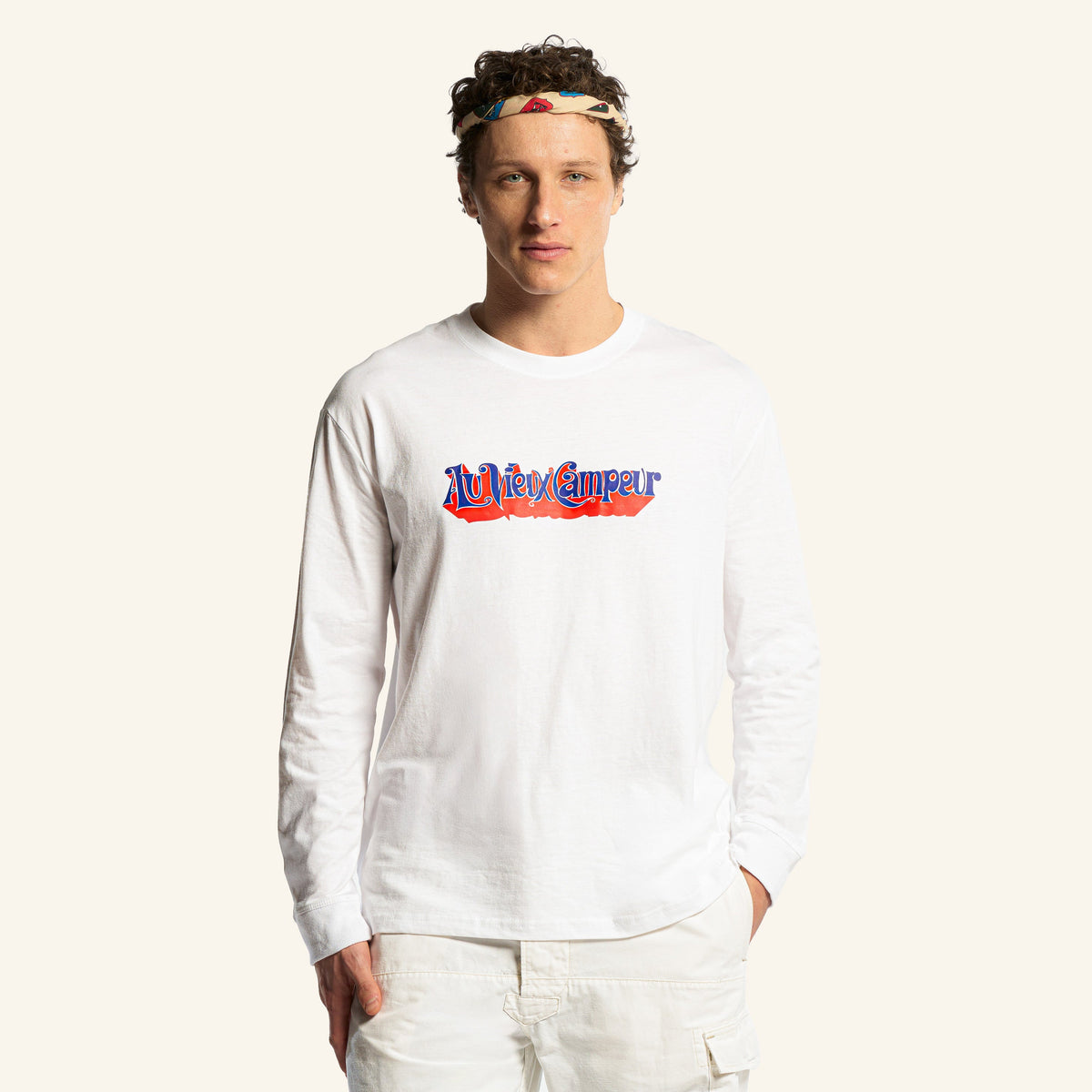 Au Vieux Campeur - Congés Payés - T-Shirt Manches Longues Couverture 1976 - Blanc - 1